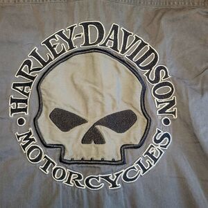 Harley-Davidson Motorcycle Men's Button Down Sleeveless Shirt Sz XL Gray